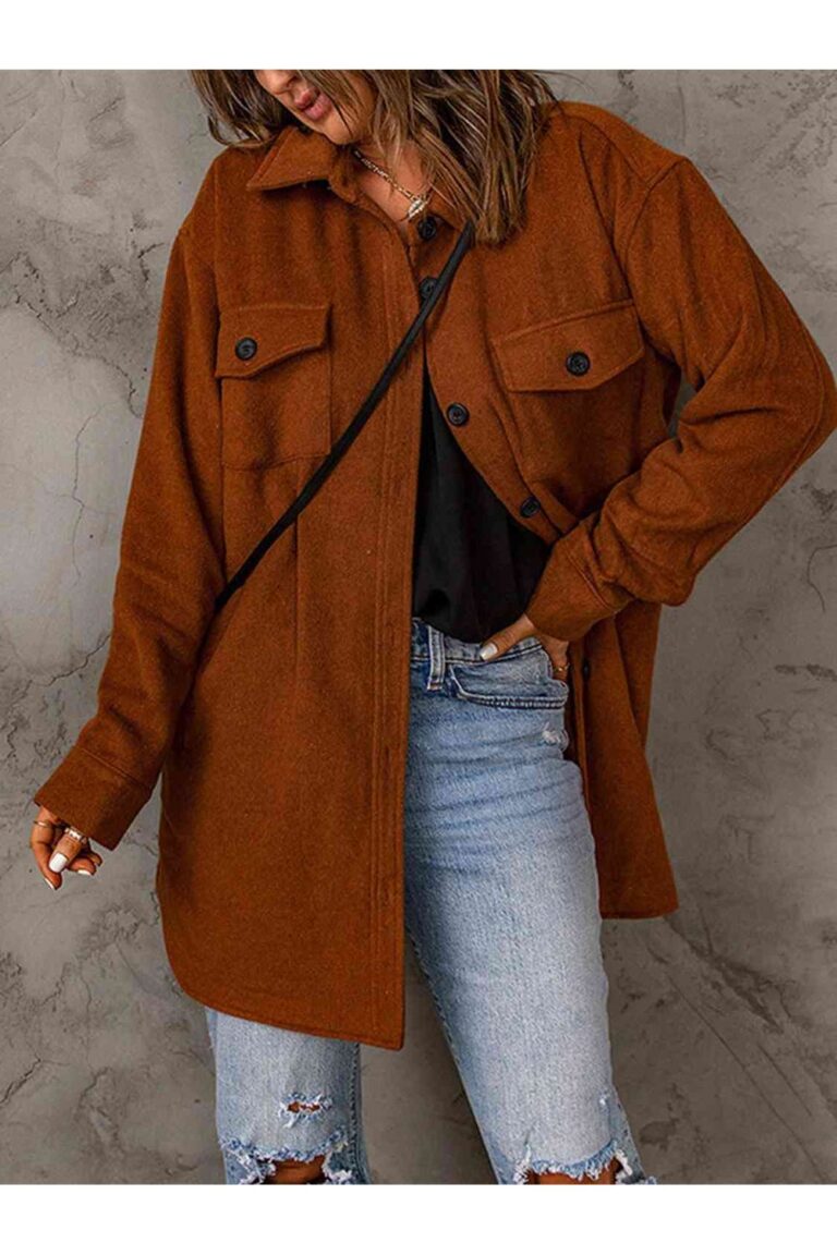 Drop Shoulder Button Down Collared Coat